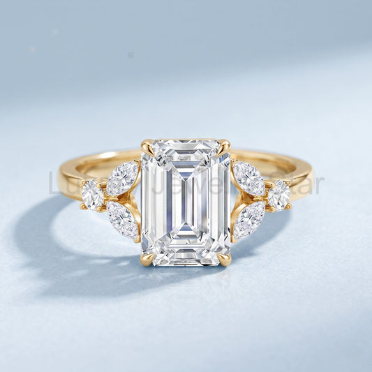 IGI Certified Lab Grown Diamond Emerald Cut Engagement Ring 3 Carat - image 2