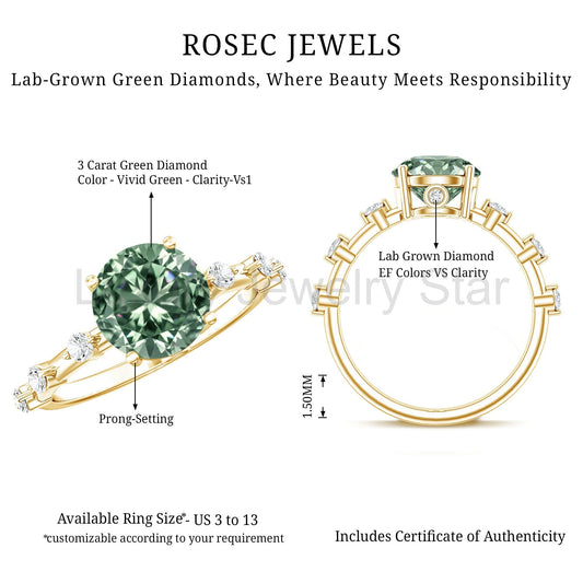 Lab Grown 3 Carat Green Diamond Engagement Ring with IGI Certificate - image 2