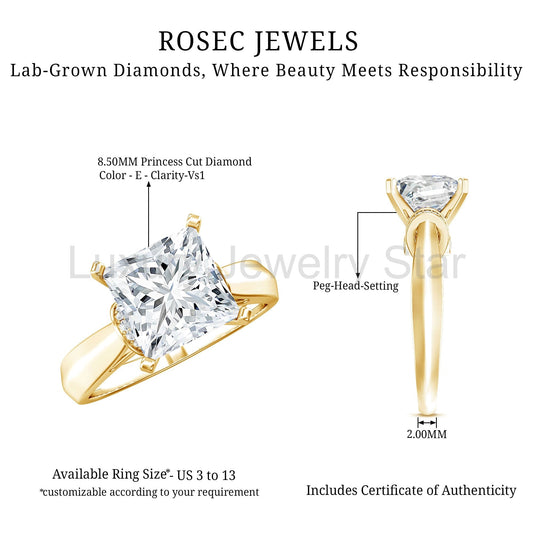 Lab Grown 4 Carat Diamond Princess Cut Engagement Ring with IGI Certificate - image 2