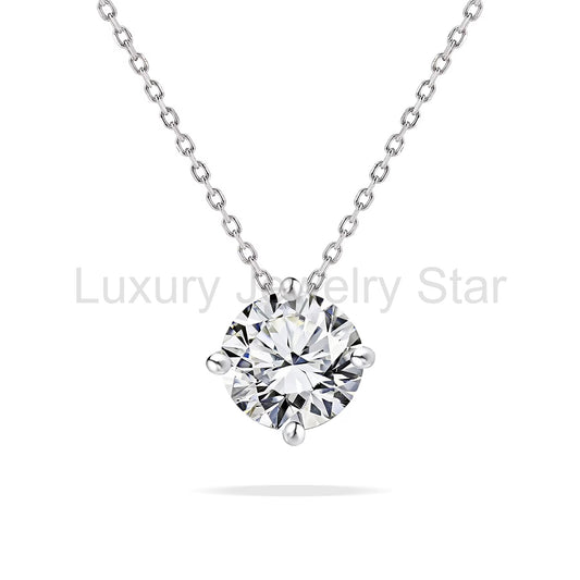 1 Carat Moissanite Prong Setting Solitaire Slide Necklace