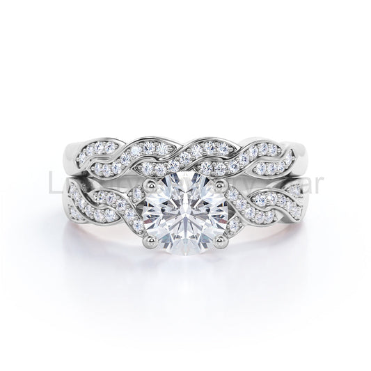 1 Carat Round Lab Diamond Infinity Bridal Set