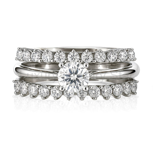 1 Ct Round Lab Diamond & Moissanite Trio Set