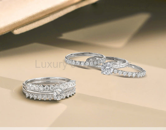 1 Ct Round Lab Diamond & Moissanite Trio Set - image 2