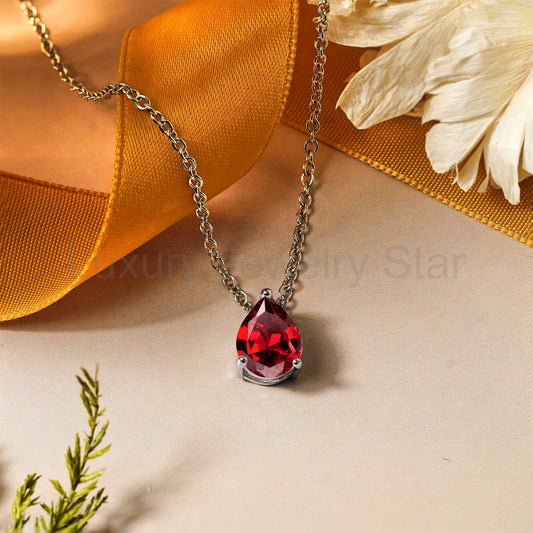 1.5 TCW Pear Shaped Birthstone Prongs Solitaire Slider Necklace