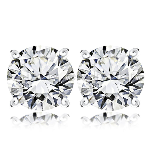 2 Carat Round Cut Cubic Zirconia Solitaire Stud Earrings