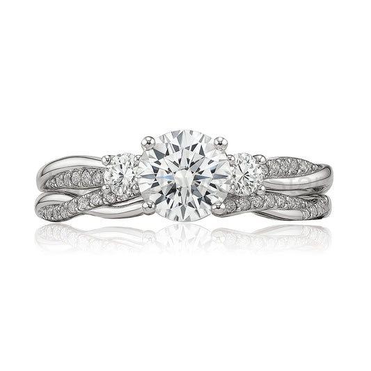 2 Ct Round Lab Diamond Twist Three Stone Bridal Set