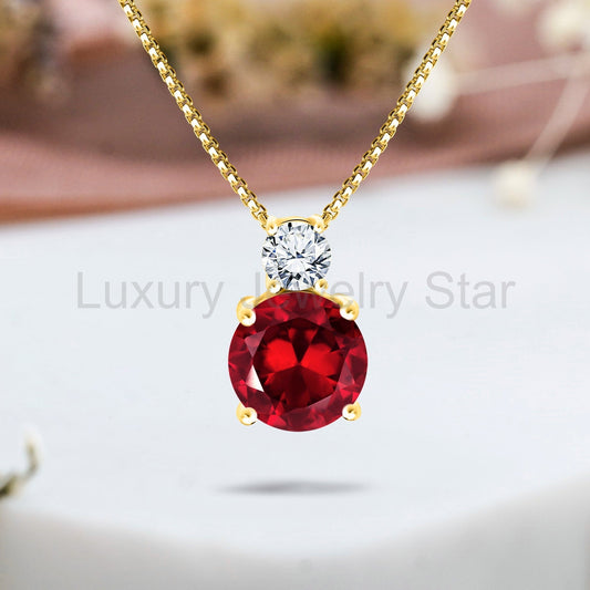 3.75 Carat Birthstone Dangling Round Cut Necklace