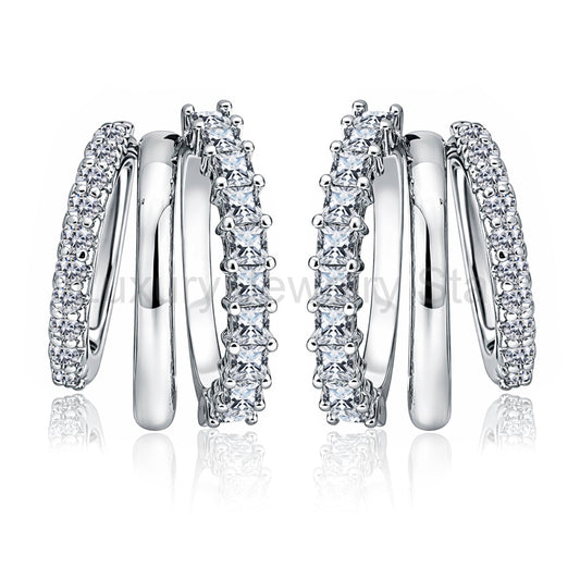 Elegant Twisted Hoop Earrings – Modern Layered Stud Hoops