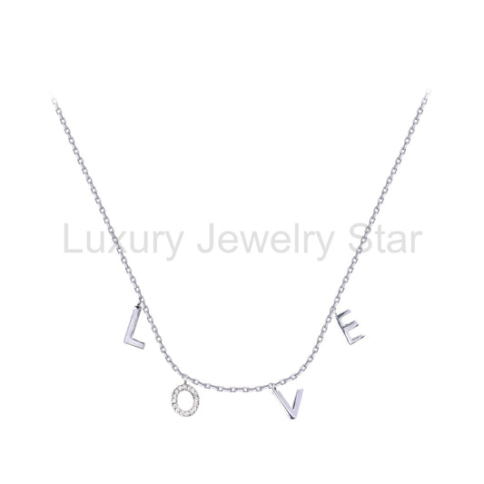 LOVE Round Brilliant Cut Moissanite Necklace