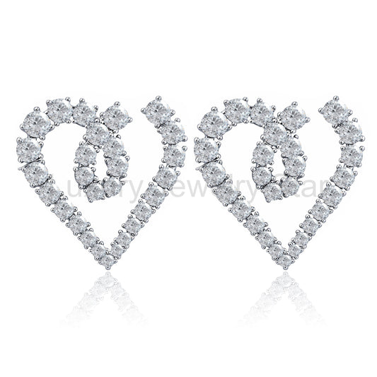 Modern Heart Swirl Earrings – Stylish Sparkling Fashion Jewelry