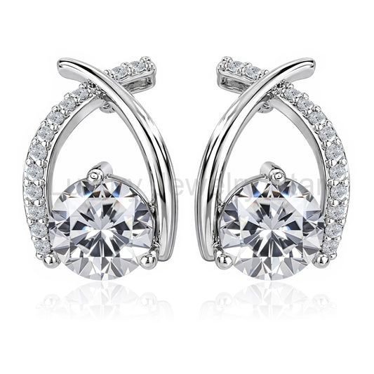 Modern Swirl Teardrop Stud Earrings – Elegant Silver Fashion Jewelry