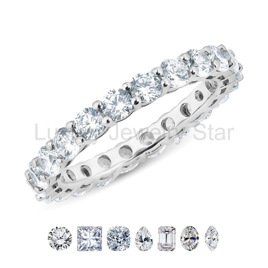 Moissanite Eternity Classic Prong Style Wedding Ring - image 2