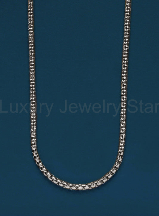 3mm Stainless Steel Round Box Chain Necklace