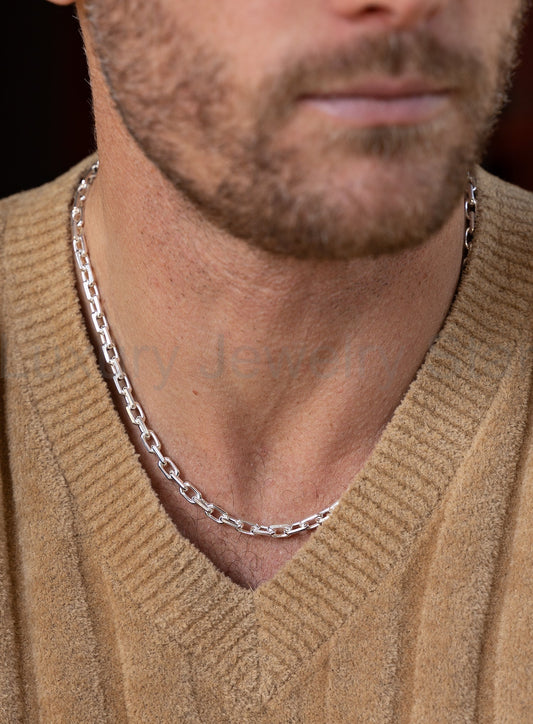 925 Sterling Silver Diamond Cut Cable Chain Necklace