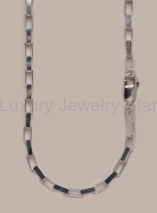 925 Sterling Silver Elongated Box Chain Necklace for Men - image 2