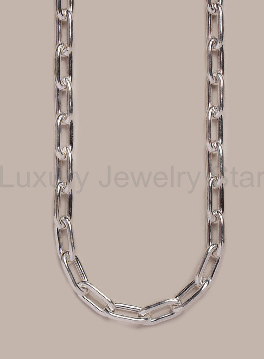 925 Sterling Silver Oval Cable Chain Necklace for Men