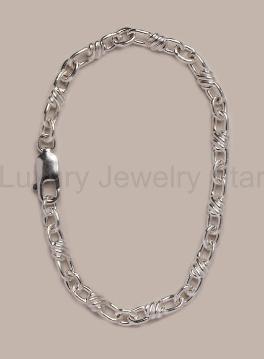 925 Sterling Silver Rope Infinity Knots Chain Bracelet for Men