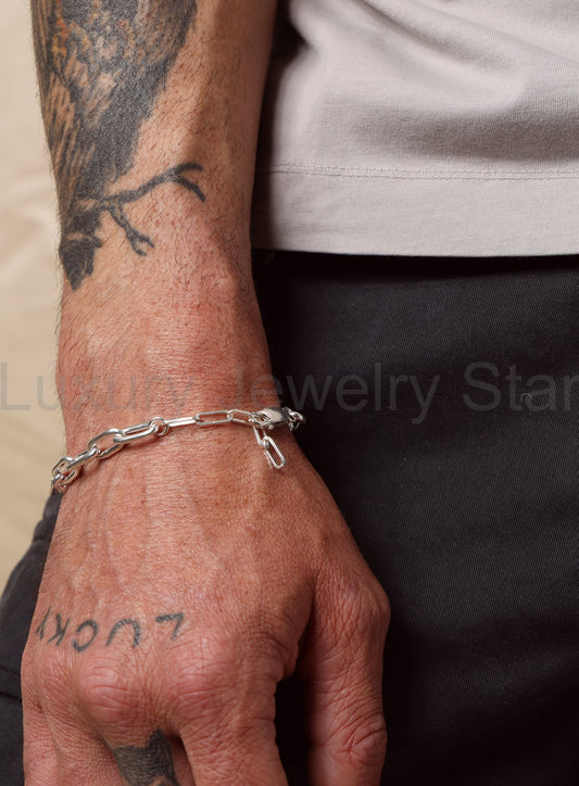 Adjustable 925 Sterling Silver Thick Cable Chain for Men