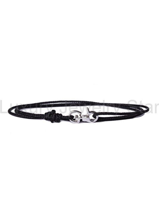 FINAL SALE "Decoy" Sterling Silver Micro Cord Bracelet in Black for Men