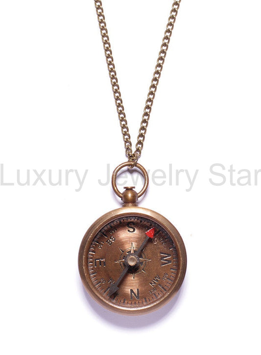 FINAL SALE Antiqued Compass Necklace