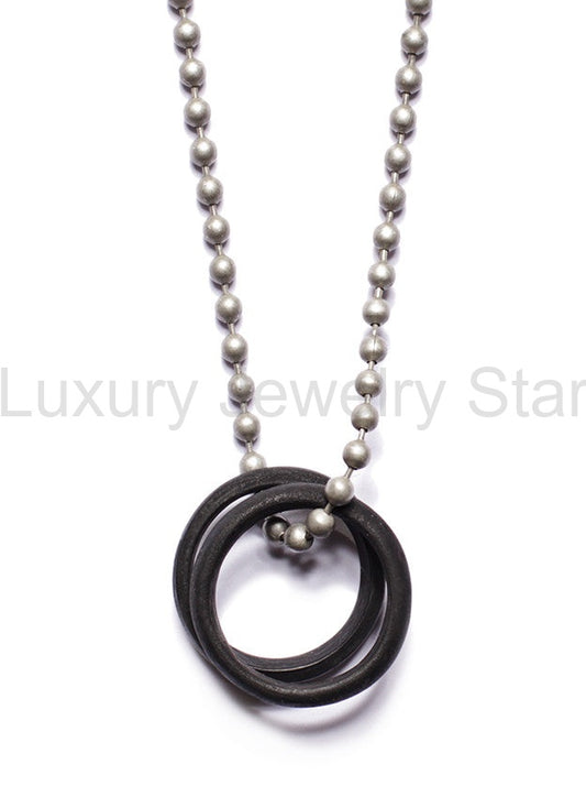 FINAL SALE Black Glass Two Rings Necklace for Men - image 2
