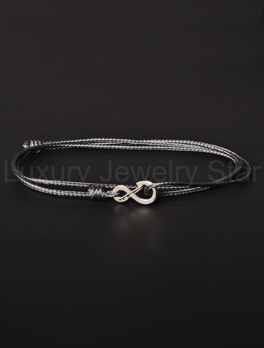FINAL SALE Infinity Bracelet - Gray cord men's bracelet with silver clasp