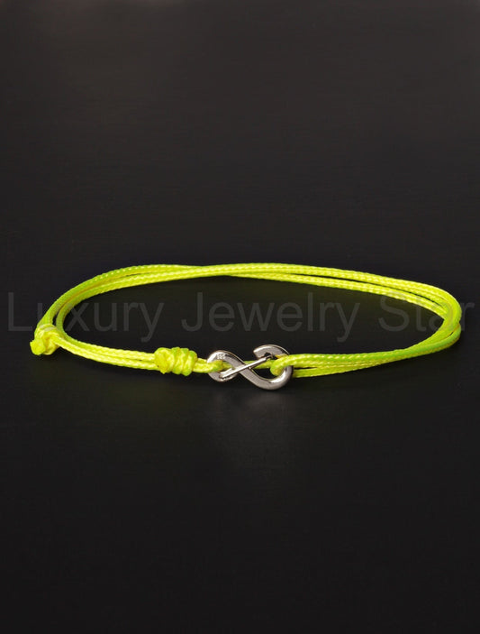 FINAL SALE Infinity Bracelet - Neon Yellow cord men's bracelet with silver clasp - image 2