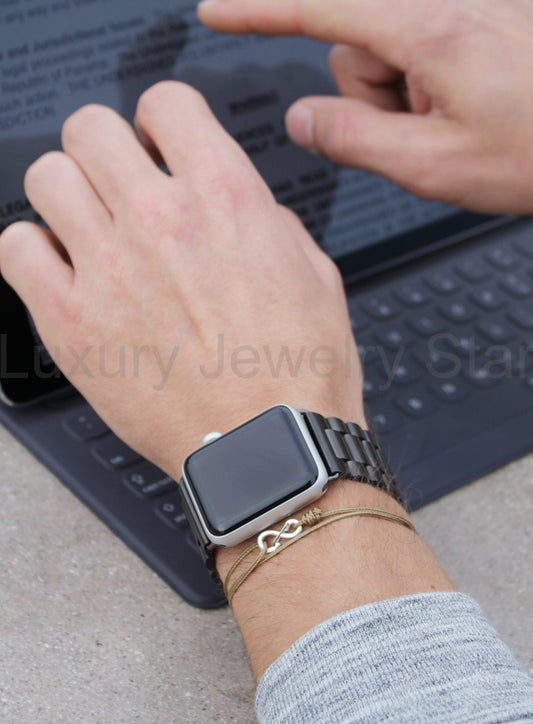FINAL SALE Infinity Bracelet - Taupe cord men's bracelet with silver clasp