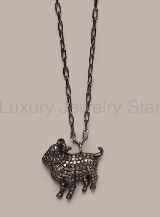 One-of-a-kind Diamond GOAT Pendant Necklace