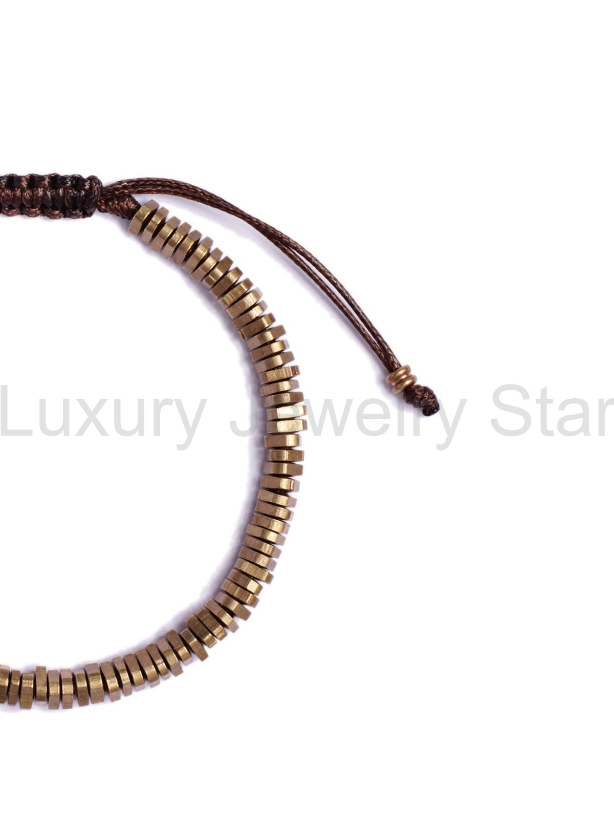 Raw Brass Triangles Beaded Men's Bracelet - image 4