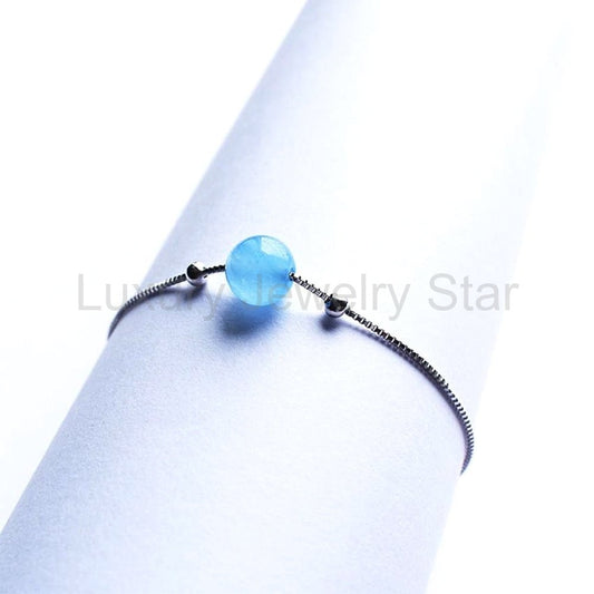Blue Chalcedony Sterling Silver Bracelet