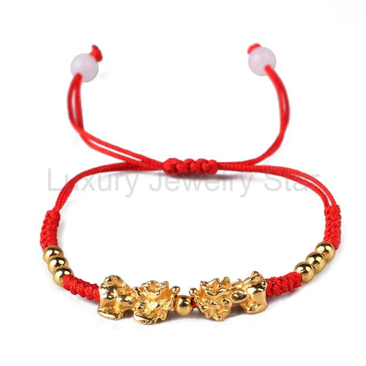 Double Piyao Red String Lucky Bracelet
