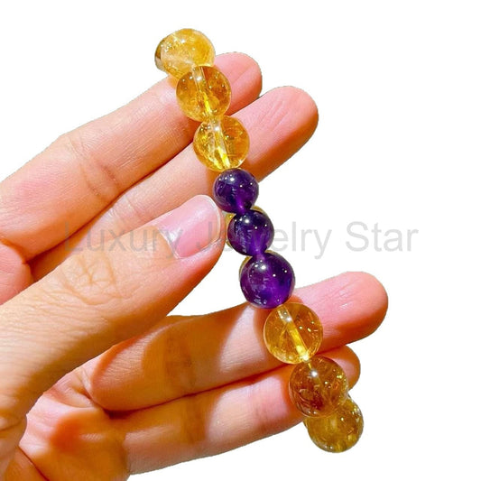 Natural Amethyst Citrine Stone of Wealth Bracelet