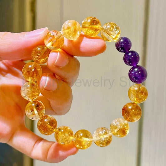 Natural Amethyst Citrine Stone of Wealth Bracelet