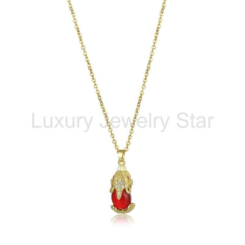 Red Garnet Pixiu Wealth Necklace