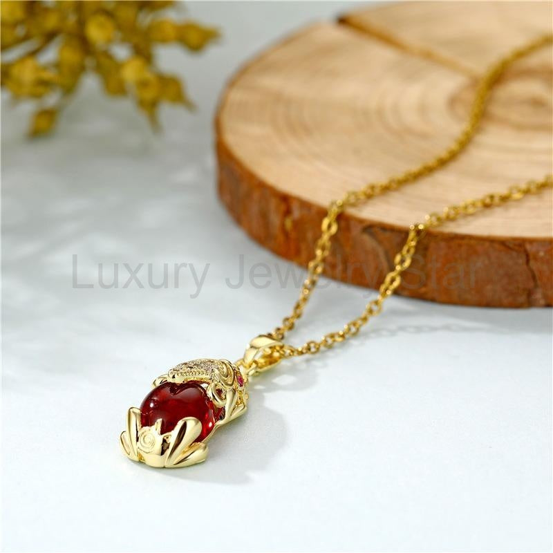 Red Garnet Pixiu Wealth Necklace - image 3