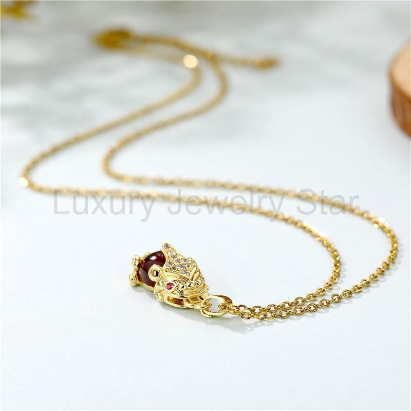 Red Garnet Pixiu Wealth Necklace - image 4