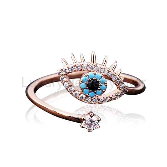 Resizeable Evil Eye Protection Rosegold Ring - image 2