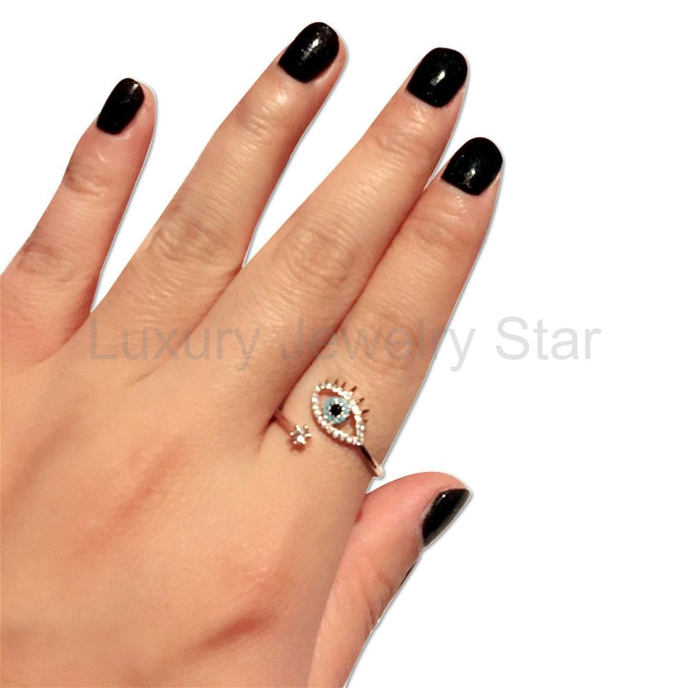 Resizeable Evil Eye Protection Rosegold Ring - image 3