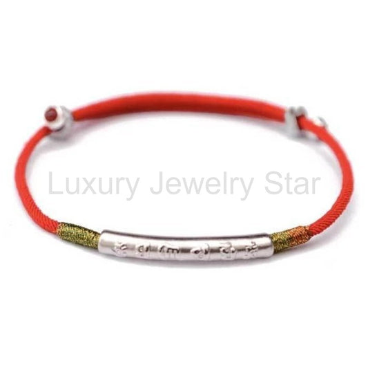 Tibetan Buddhist Handmade Silver Mani Mantra Lucky Bracelet