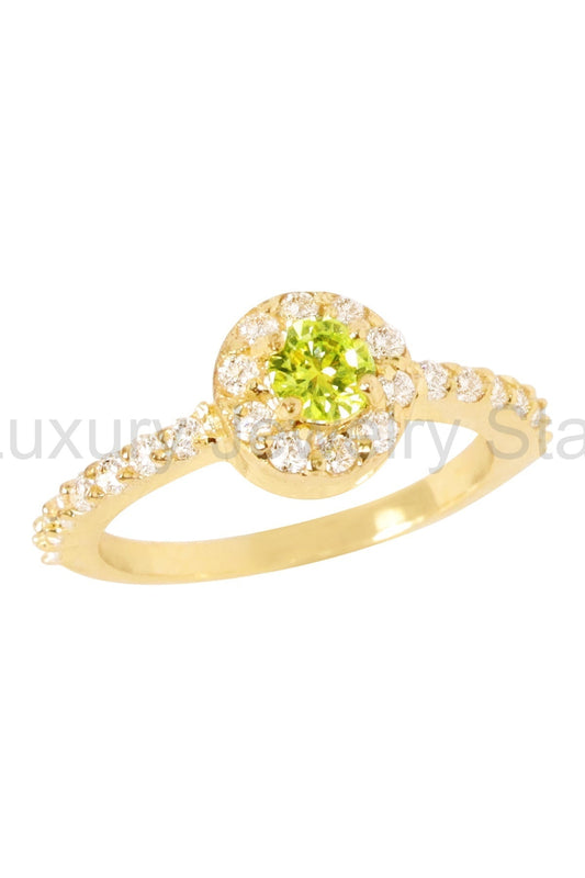 Aurora Peridot Crystal Halo Ring - GP