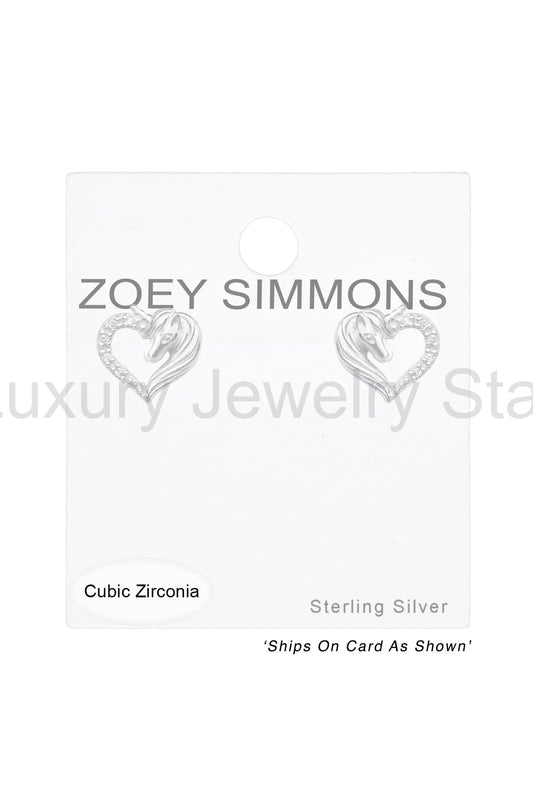 Children's Sterling Silver Unicorn Ear Studs & CZ - SS - image 2
