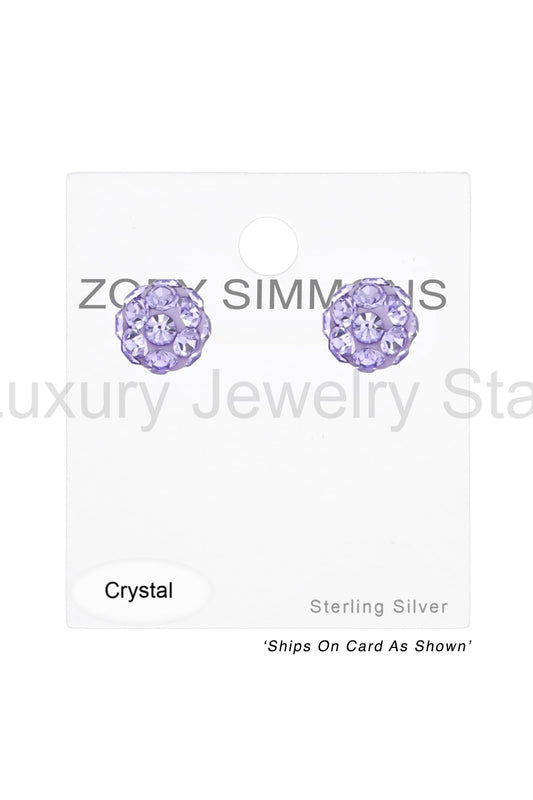 Sterling Silver Ball Ear Studs With Crystal - SS - image 2