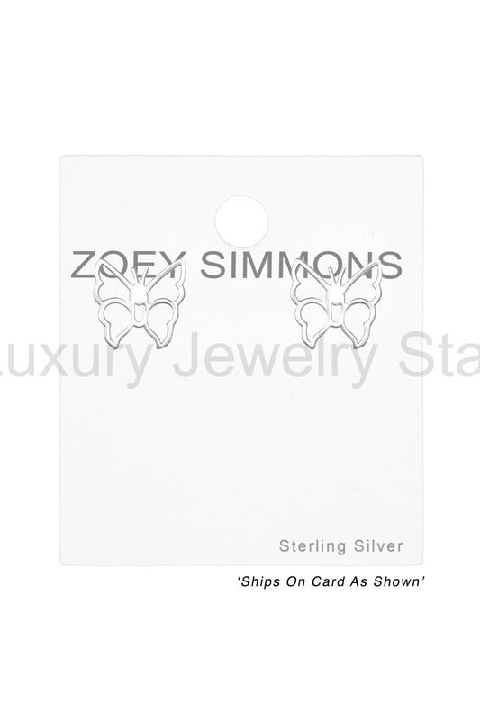 Sterling Silver Butterfly Ear Studs - SS - image 2
