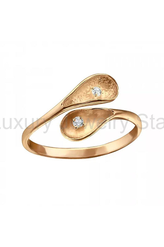 Sterling Silver Calalilly Ring With CZ - RG