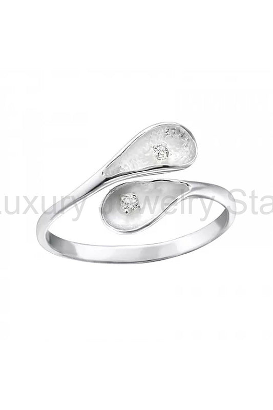 Sterling Silver Calalilly Ring With CZ - SS