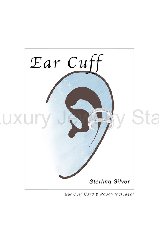 Sterling Silver Double Line Ear Cuff With CZ - SS