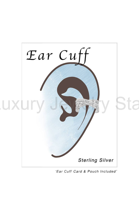 Sterling Silver Ear Cuff With Cubic Zirconia - SS