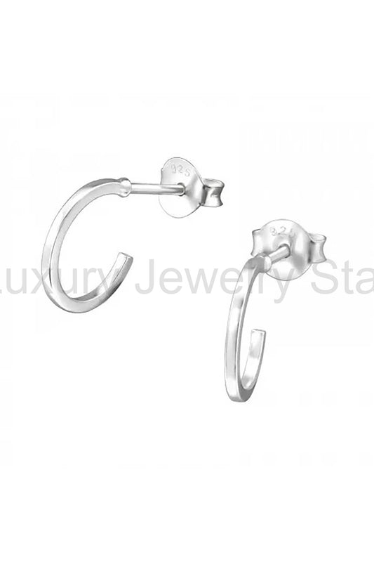 Sterling Silver Half Hoop Ear Studs - SS
