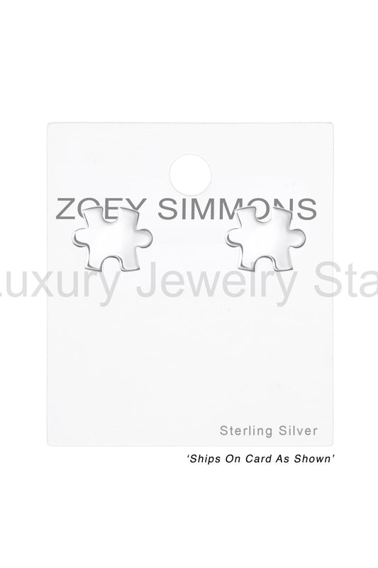Sterling Silver Jigsaw Ear Studs - SS - image 2